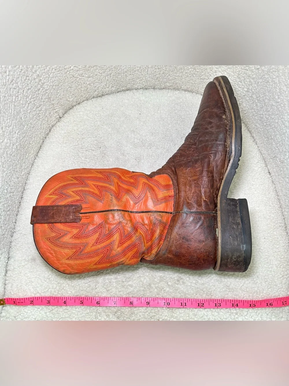 Vintage Roper Cowboy Boots Brown Leather Orange Western Handmade Western Boho 11
